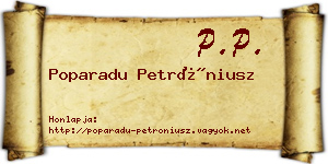 Poparadu Petróniusz névjegykártya